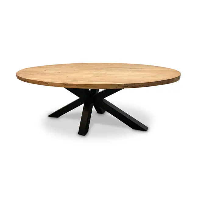 Eettafel Acaciahout - Ovaal - Spinpoot 10 x 5 cm - 220 cm - WGXL Collection