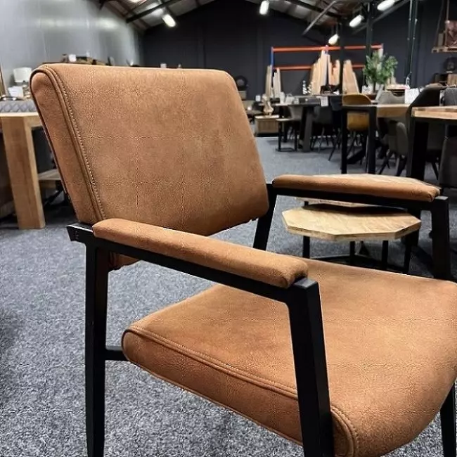 Eetkamerstoel Bodie - Microvezel - Cognac - MxSofa - Wiegers XL meubels en tuinmeubelen