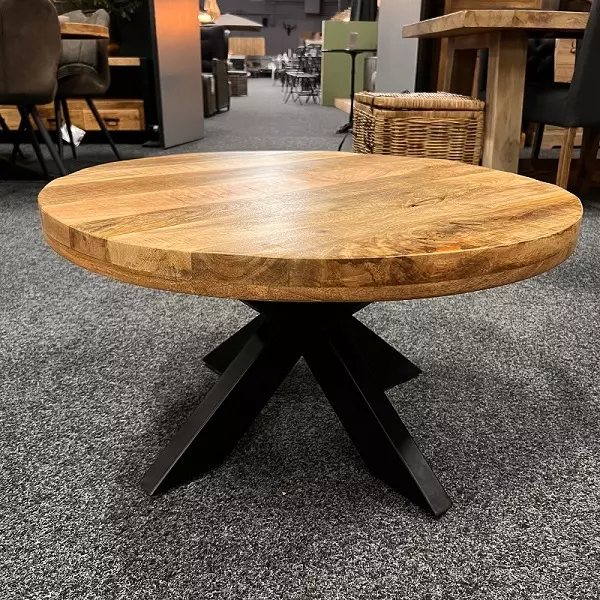 Salontafel Mangohout Rond - Spinpoot - Ø 75 cm - WGXL Collection - Wiegers XL meubels en tuinmeubelen