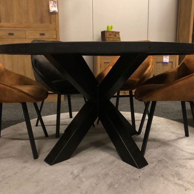 Eettafel eikenhout - Rond - 140 cm - Zwart - WGXL Collection