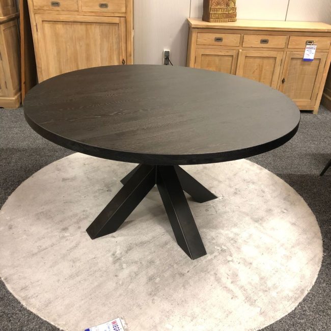 Eettafel eikenhout - Rond - 140 cm - Zwart - WGXL Collection