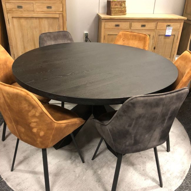 Eettafel eikenhout - Rond - 140 cm - Zwart - WGXL Collection