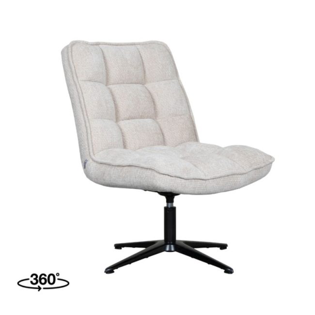 LABEL51 Fauteuil Vince - Naturel Elite - Zwart Metaal