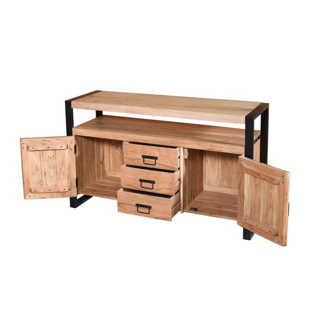 Dressoir Erik - 2 Deurs - 3 Lades - 135 cm - Acaciahout - WGXL Collection - Wiegers XL meubels en tuinmeubelen