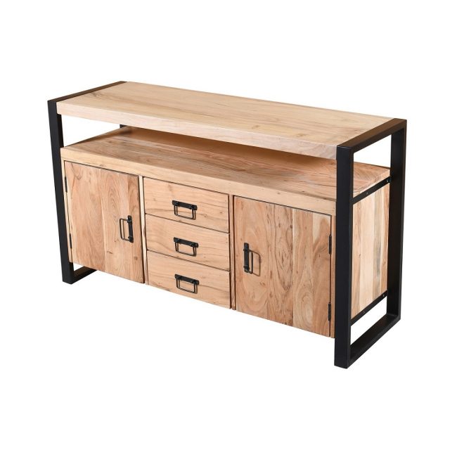 Dressoir Erik - 2 Deurs - 3 Lades - 135 cm - Acaciahout - WGXL Collection - Wiegers XL meubels en tuinmeubelen