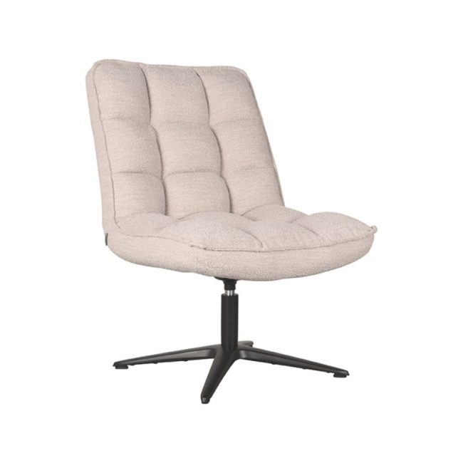 LABEL51 Fauteuil Vince - Naturel Boucle - Zwart Metaal