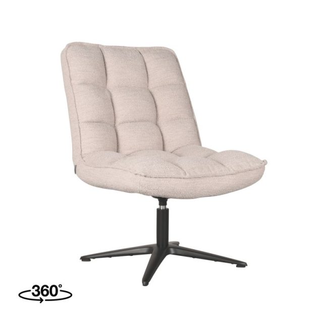 LABEL51 Fauteuil Vince - Naturel Boucle - Zwart Metaal