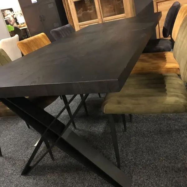 Eettafel Eiken Zwart - 220 cm - Eikenhout - Recht - WGXL Collection