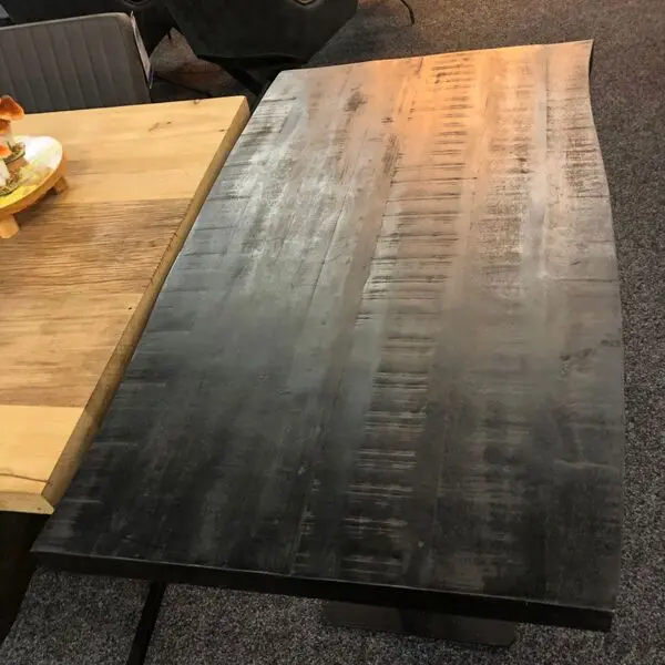 LABEL51 Restaurant tafel - Zwart - Mangohout - 120 cm Boomrand