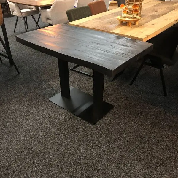 LABEL51 Restaurant tafel - Zwart - Mangohout - 120 cm Boomrand